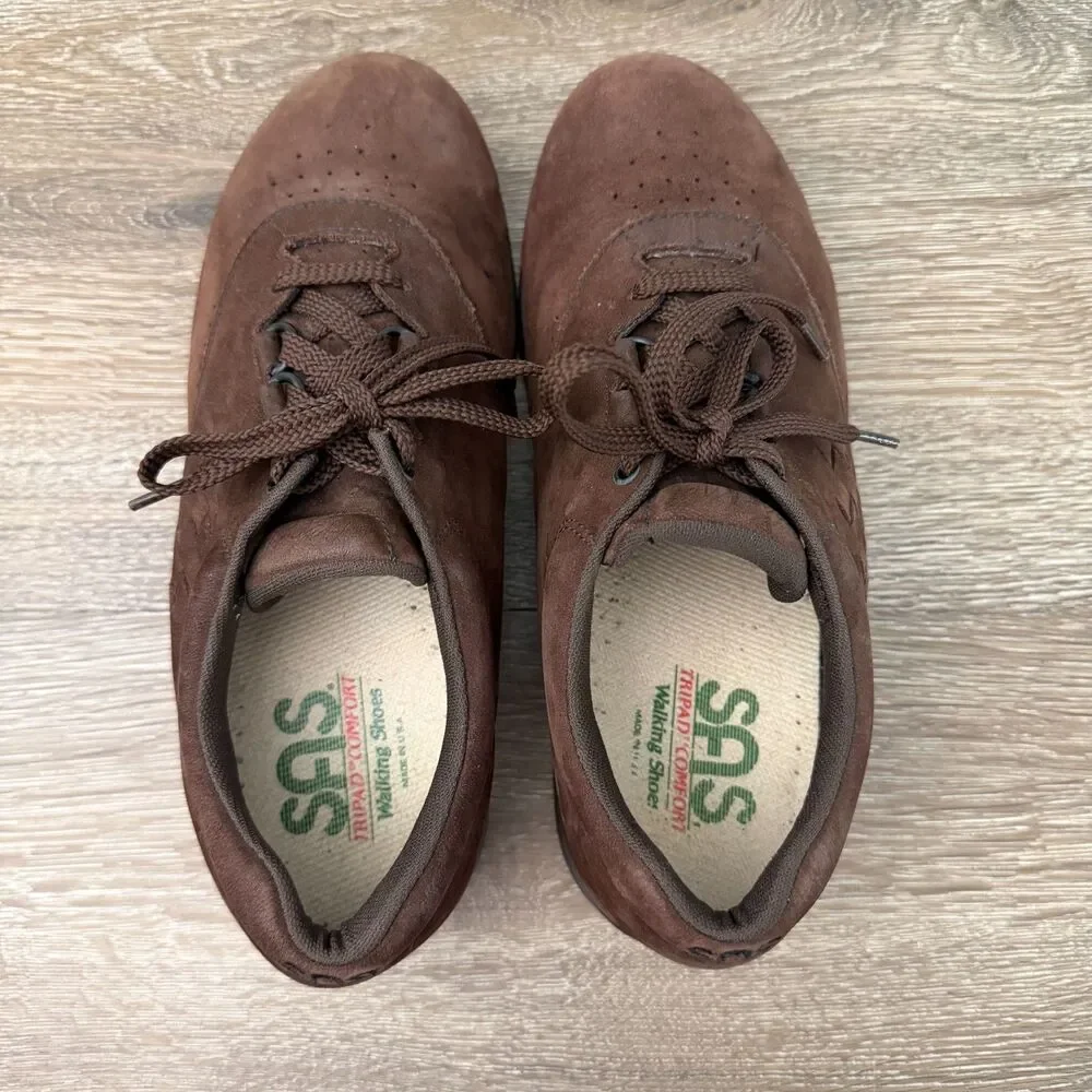 SAS Tripad Comfort Walking Shoes Womens 8.5 Brown Nubuck Leather Lace Up USA